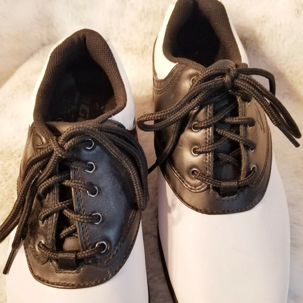 Skechers Mens Golf Shoes 6.5‎ Black White Leather Oxford Round Toe Rubber 52026